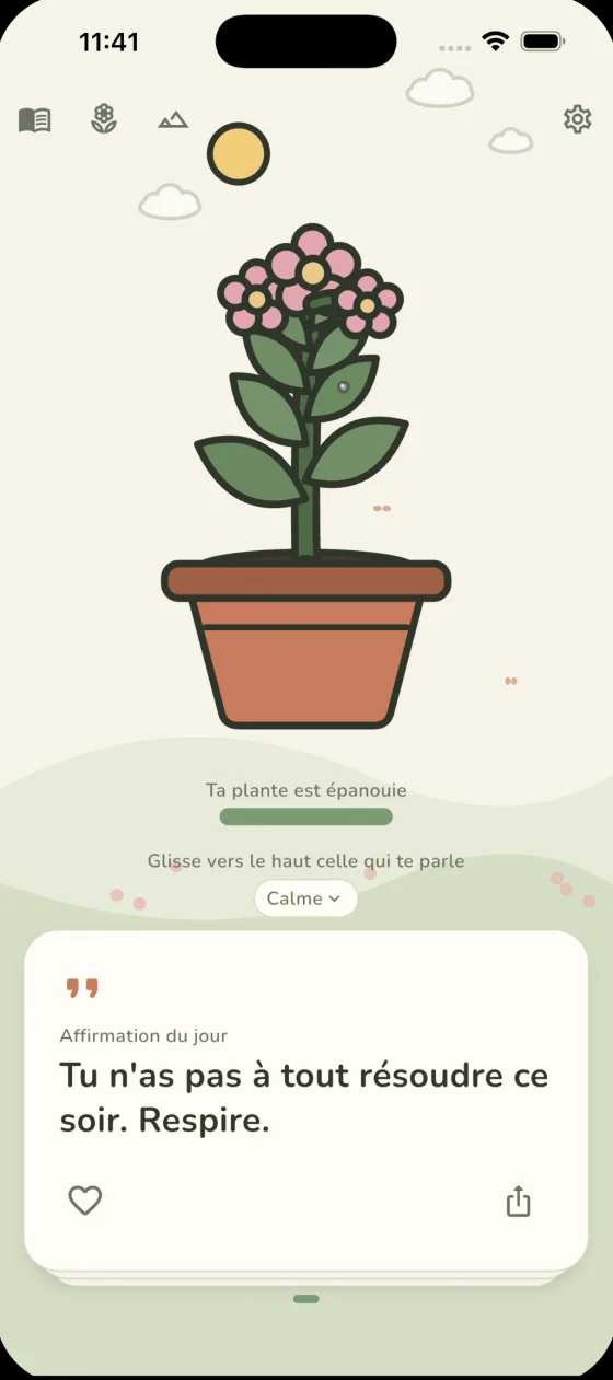 Une plante épanouie et l'affirmation du jour dans Sedum